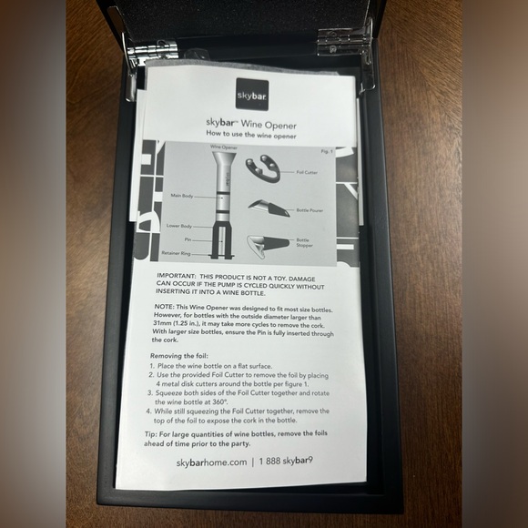 Skybar Luxury Wine Opener Set Box Foil Cutter Pourer Stopper Open Box - Picture 4 of 7